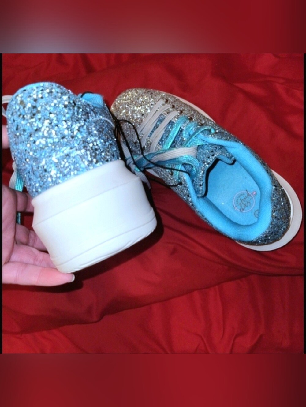 Southern fried chics turquoise silver ombre glitter platform sneakers 10 NWOB - Picture 15 of 17